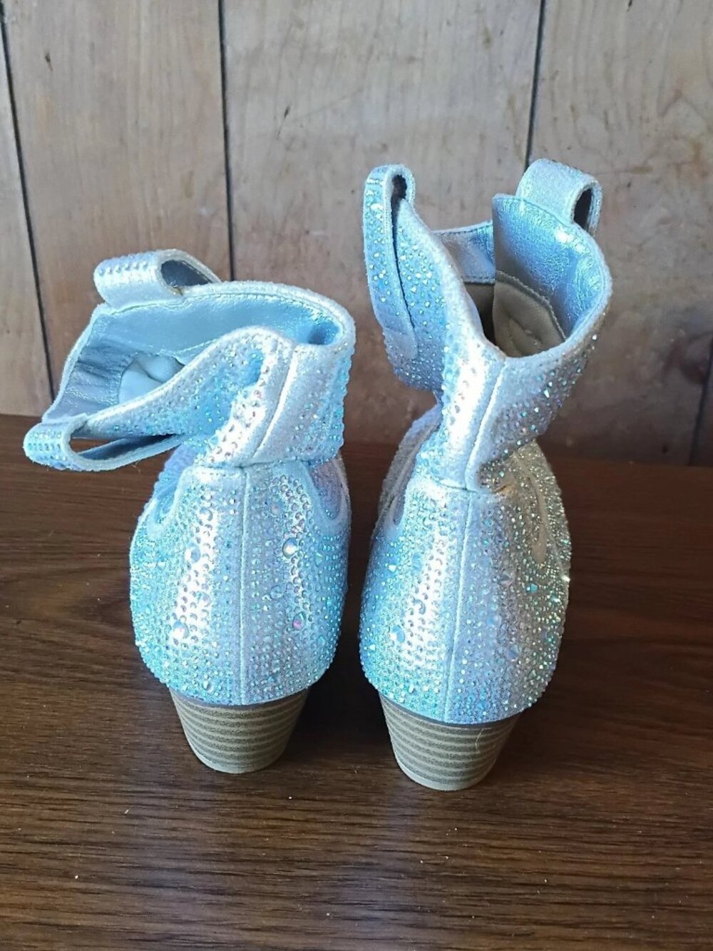 Link Girls Silver Rhinestone Western Pull On Ankle Boots Size 3 never worn - Picture 5 of 6